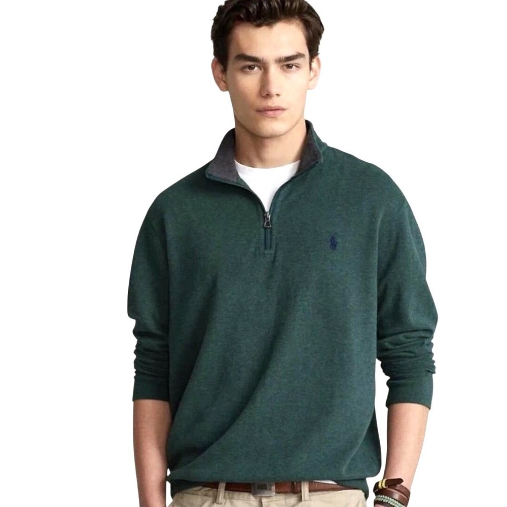 Polo Ralph Lauren 1/4 Zip Pullover Sweater Mens L Pony Logo Preppy Classic Work